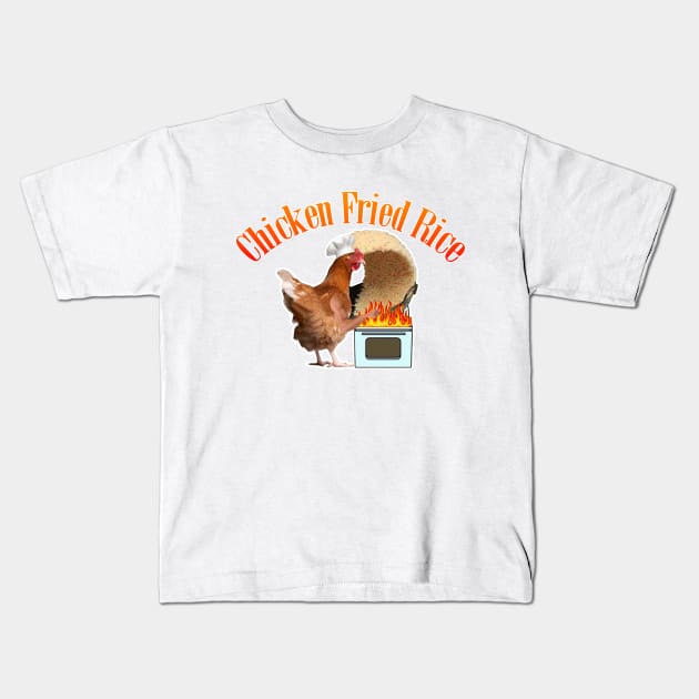 Chicken Fried Rice Rooster Chef Meme Kids T-Shirt by swankyswamprat